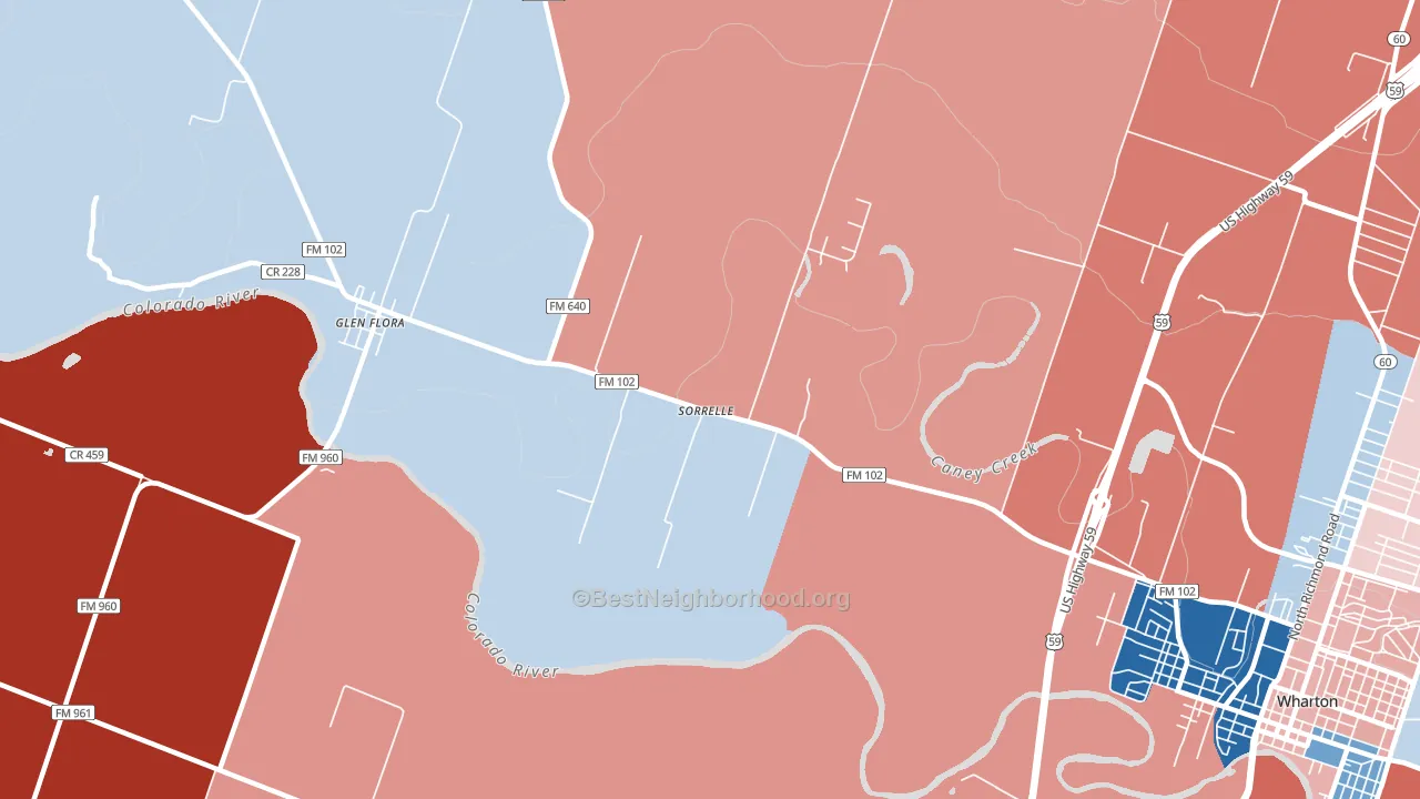 Sorrelle, TX block-group political-lean map