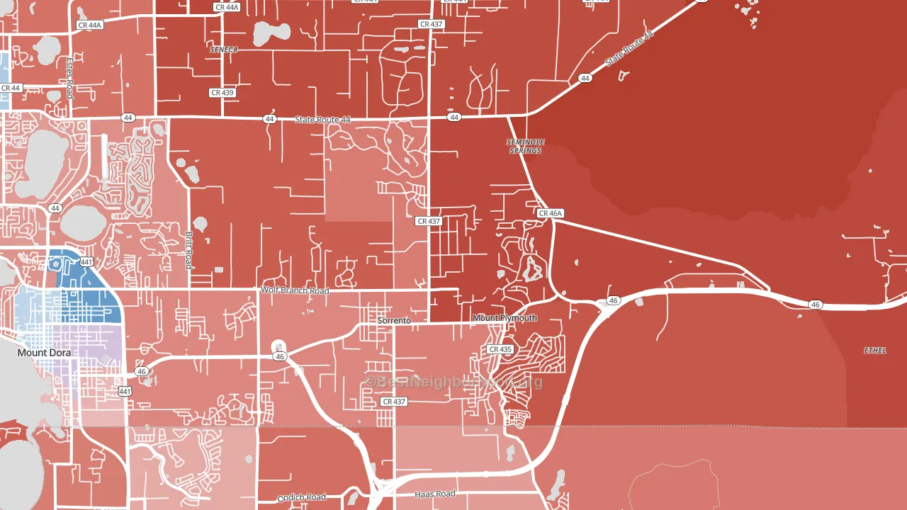 Sorrento, FL block-group political-lean map