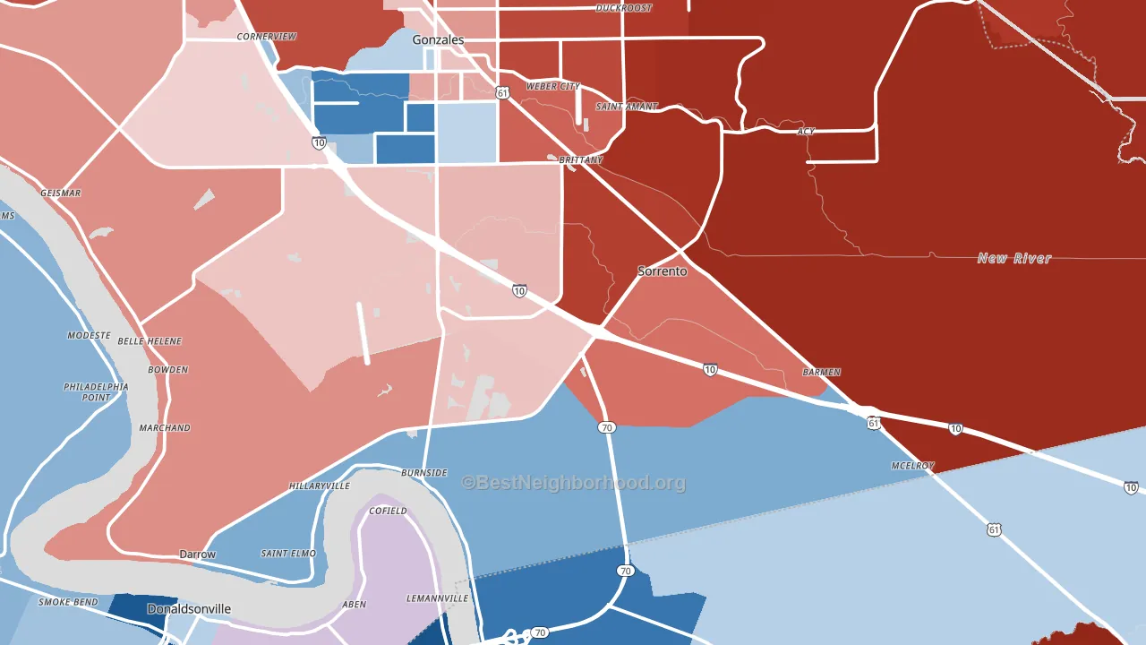 Sorrento, LA block-group political-lean map