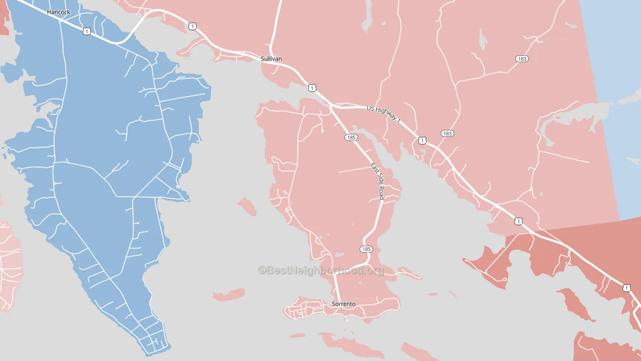 Sorrento, ME block-group political-lean map