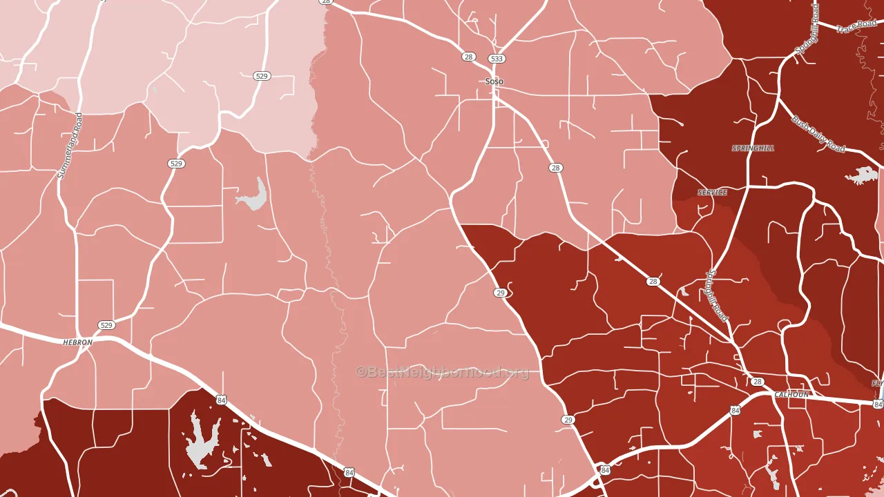 Soso, MS block-group political-lean map