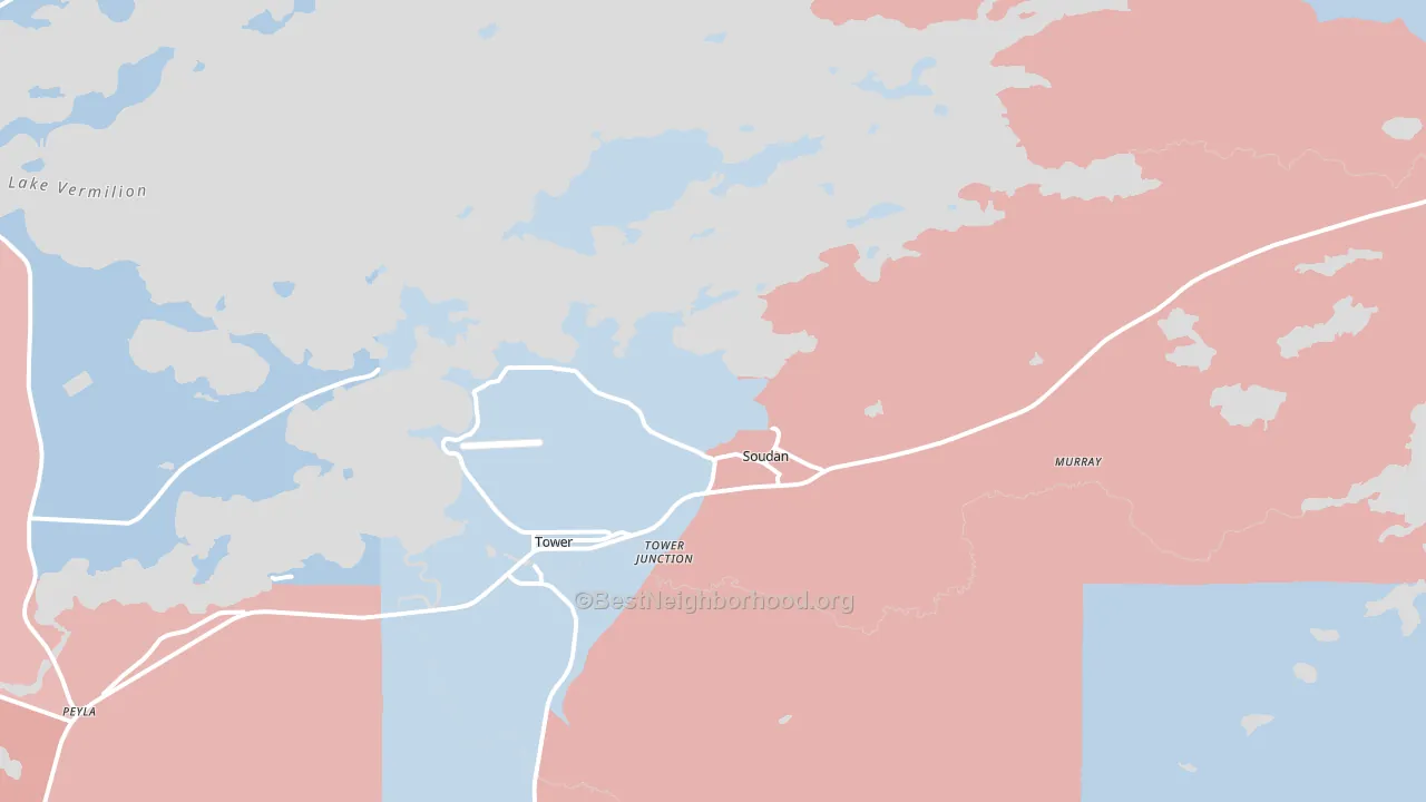 Soudan, MN block-group political-lean map