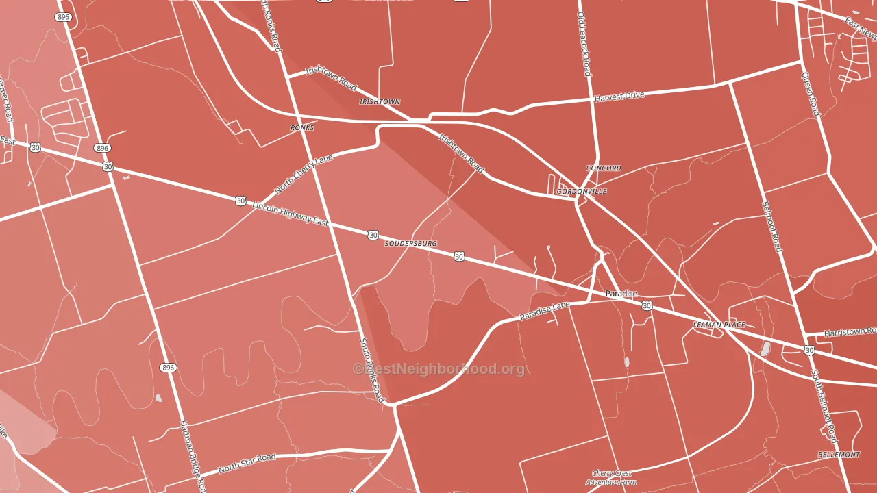 Soudersburg, PA block-group political-lean map
