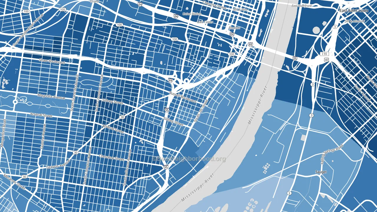 Soulard, St. Louis, MO block-group political-lean map