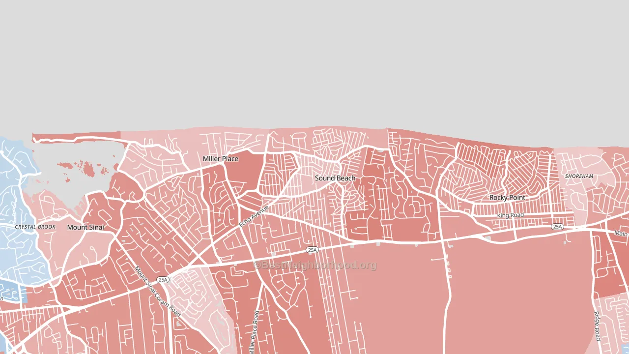 Sound Beach, NY block-group political-lean map