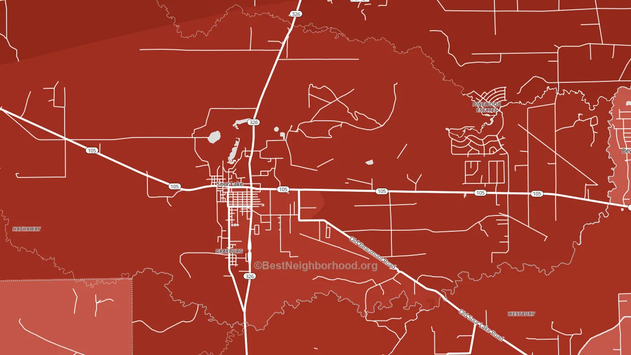Sour Lake, TX block-group political-lean map