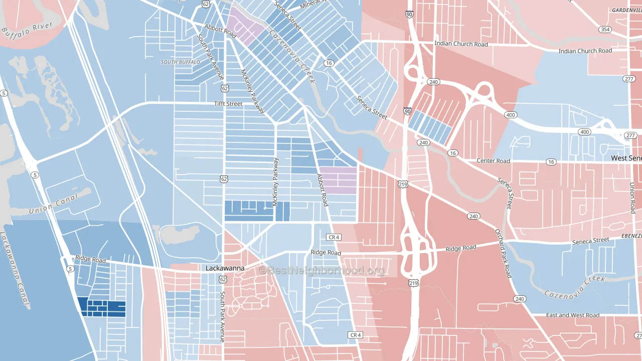 South Abbott, Buffalo, NY block-group political-lean map