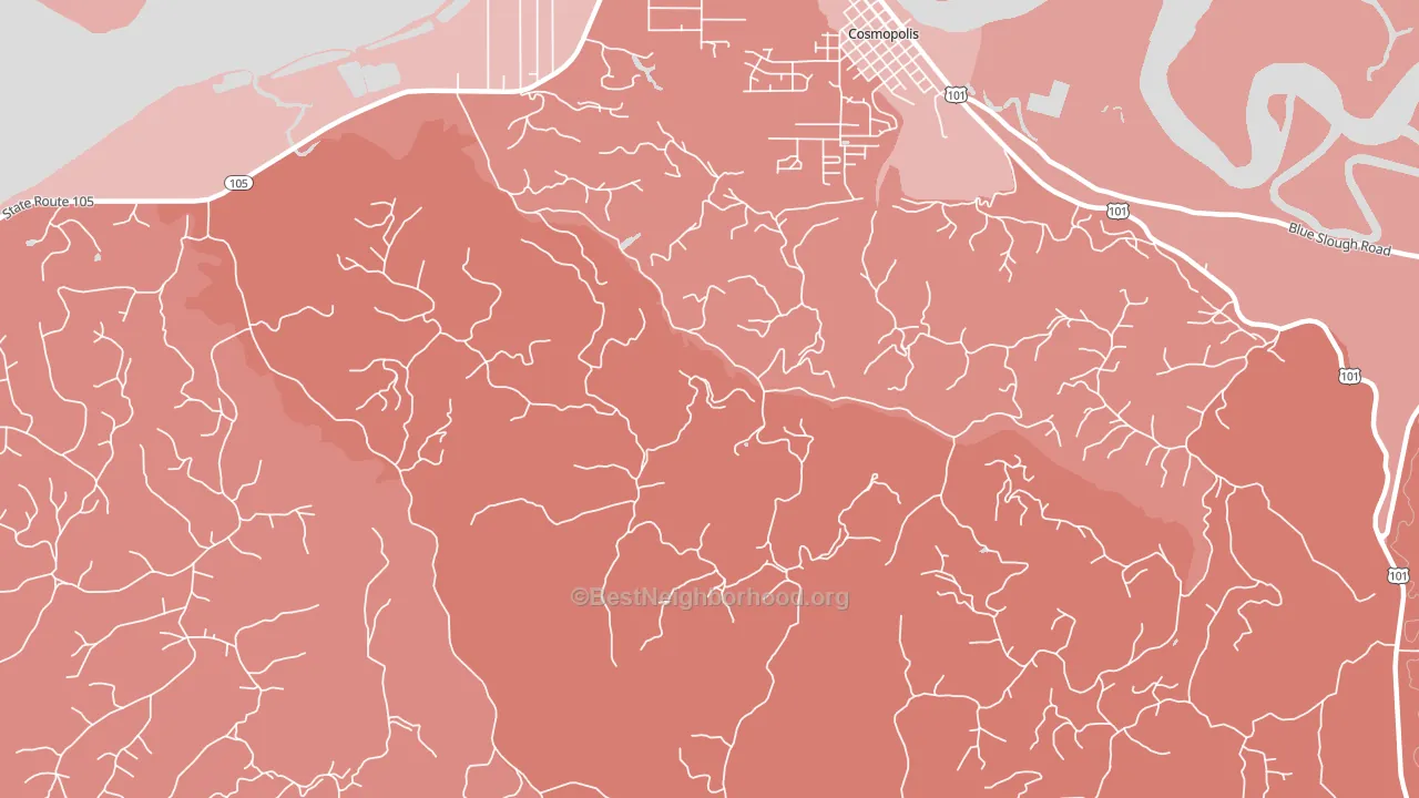 South Aberdeen, WA block-group political-lean map
