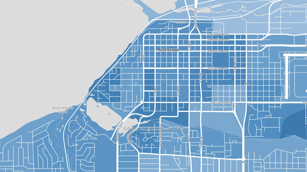 South Addition, Anchorage, AK block-group political-lean map