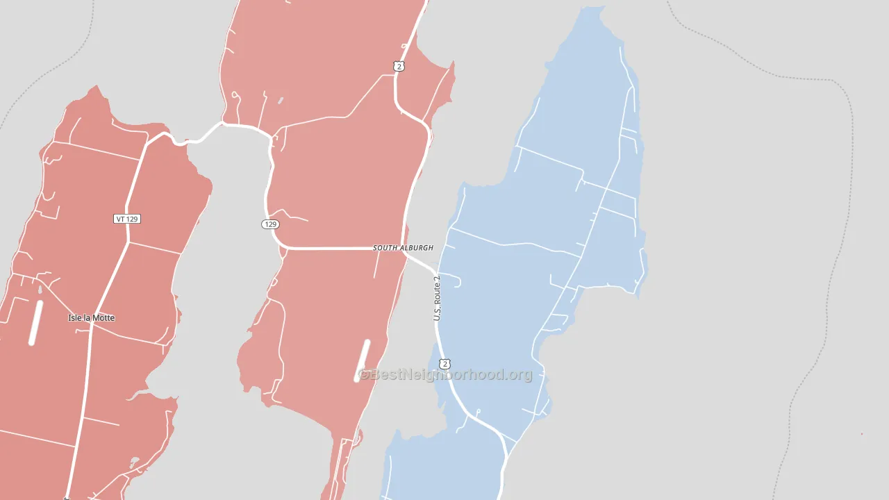 South Alburg, VT block-group political-lean map