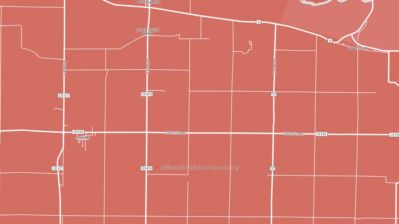 South Amana, IA block-group political-lean map