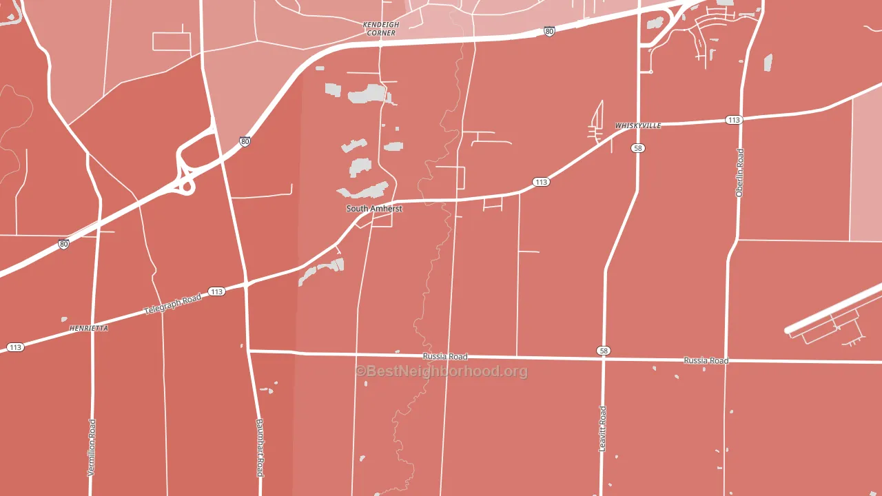 South Amherst, OH block-group political-lean map