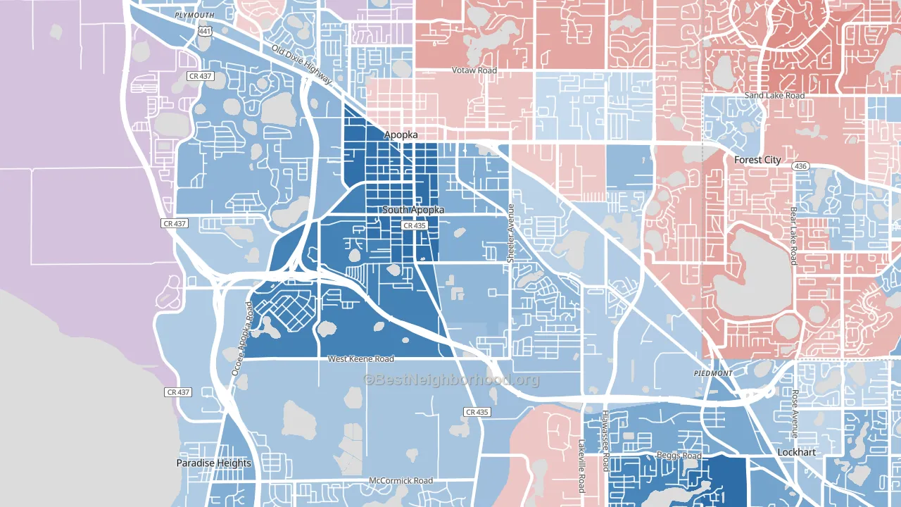 South Apopka, FL block-group political-lean map