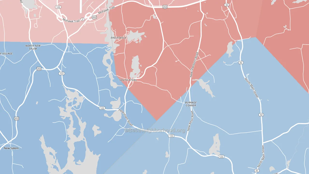 South Athol, MA block-group political-lean map