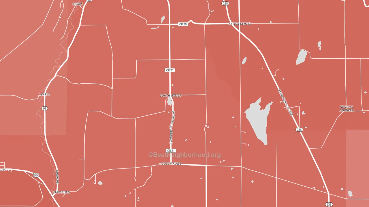 South Attica, NY block-group political-lean map