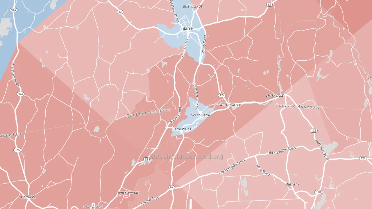 South Barre, MA block-group political-lean map