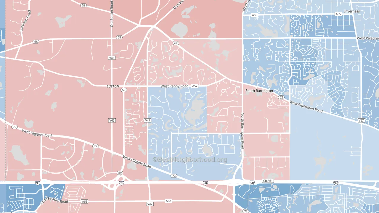 South Barrington, IL block-group political-lean map