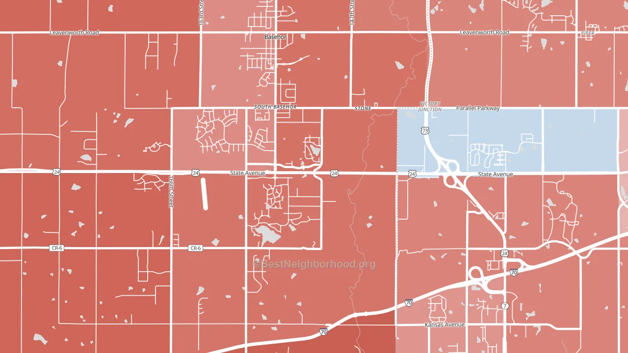 South Basehor, KS block-group political-lean map