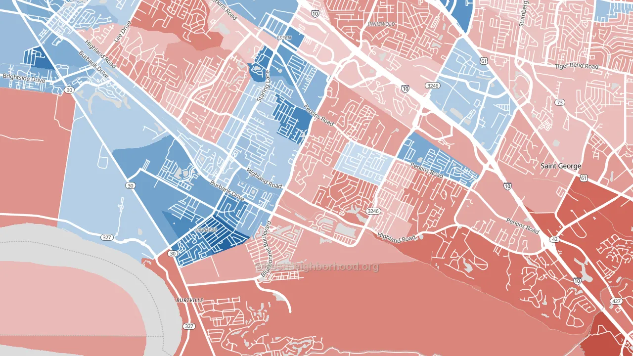 South Baton Rouge, Baton Rouge, LA block-group political-lean map