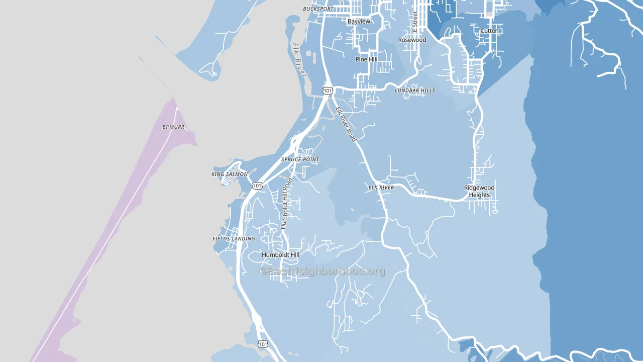 South Bay, Eureka, CA block-group political-lean map