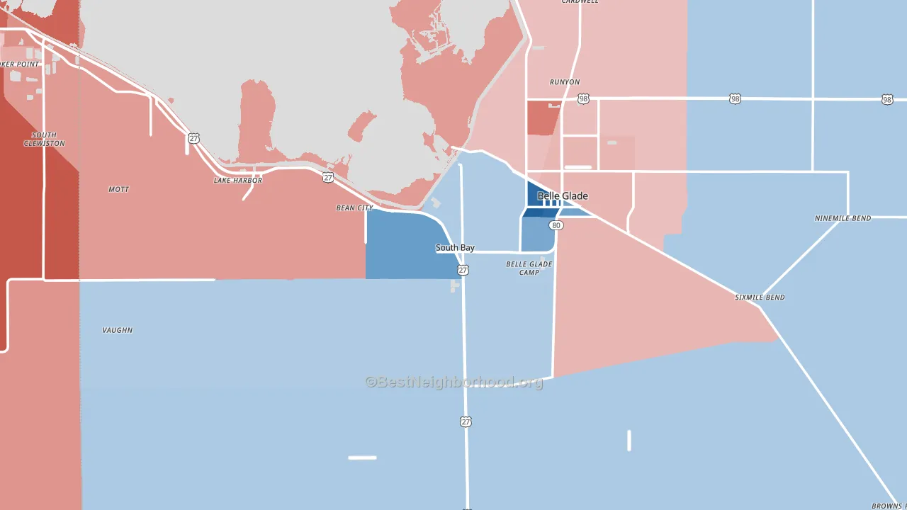 South Bay, FL block-group political-lean map