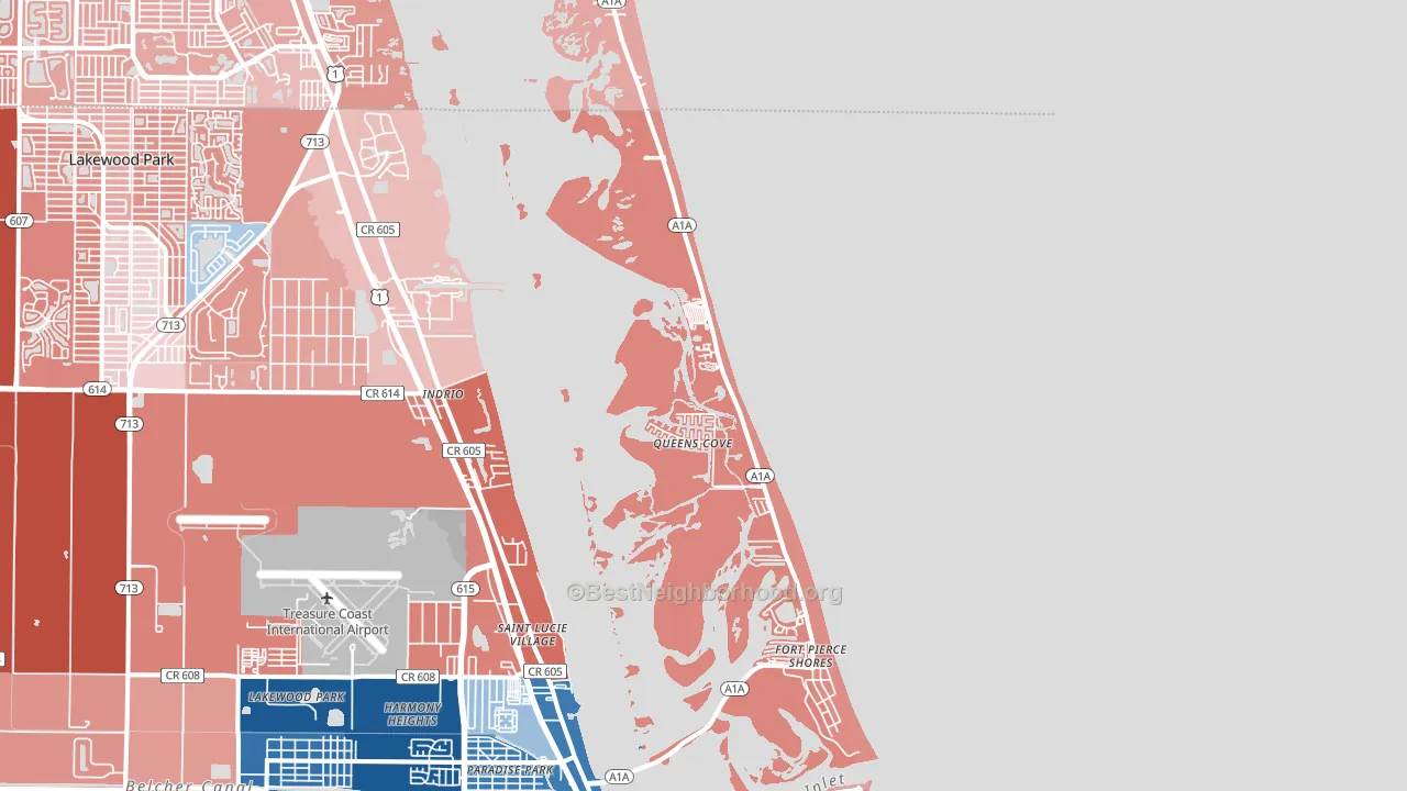 South Beach, Fort Pierce, FL block-group political-lean map