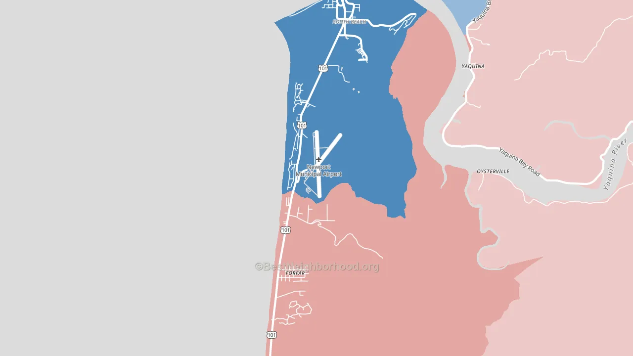 South Beach, OR block-group political-lean map