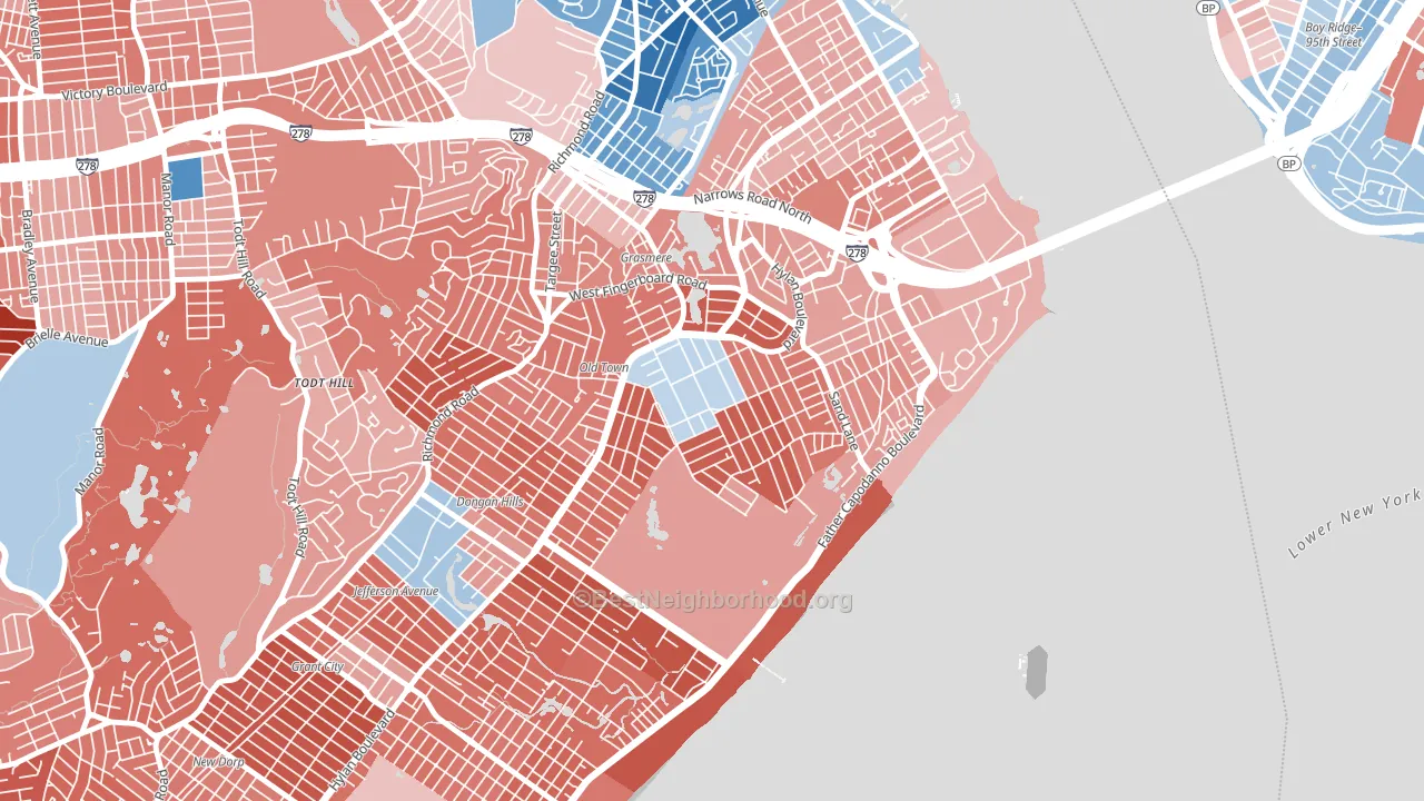 South Beach, Staten Island, NY block-group political-lean map