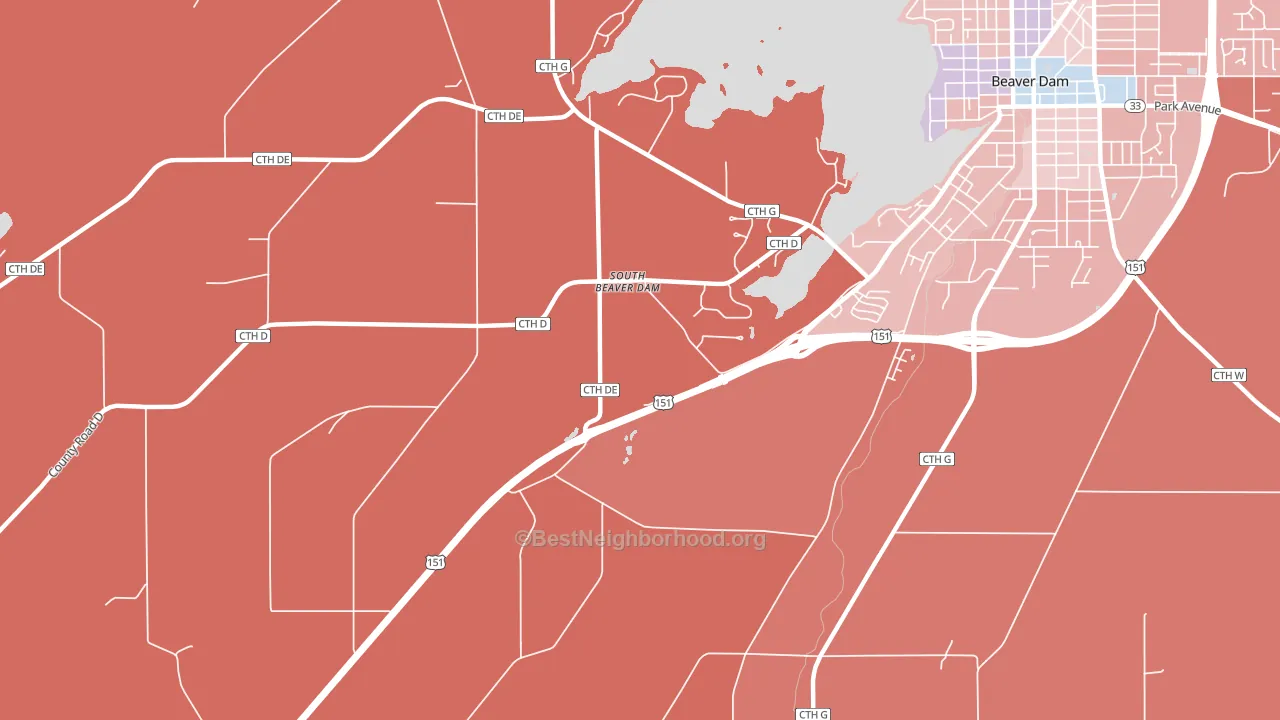 South Beaver Dam, WI block-group political-lean map