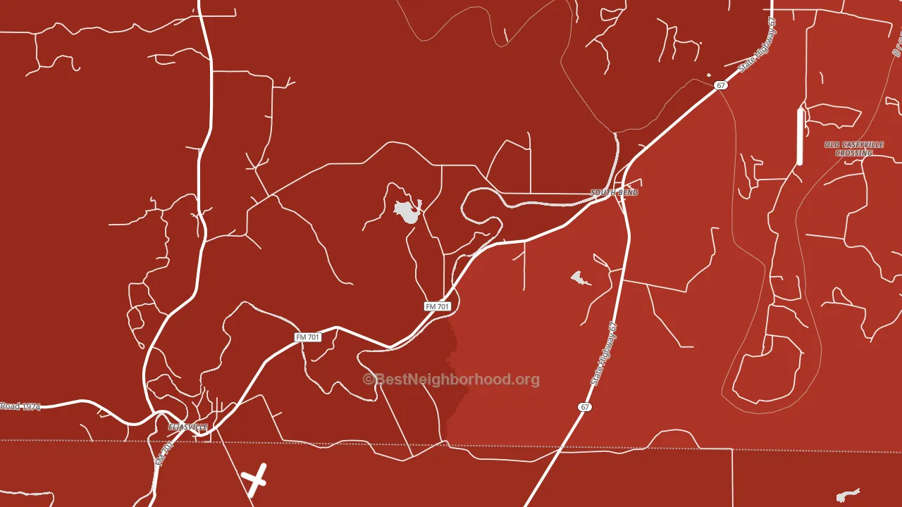 South Bend, TX block-group political-lean map