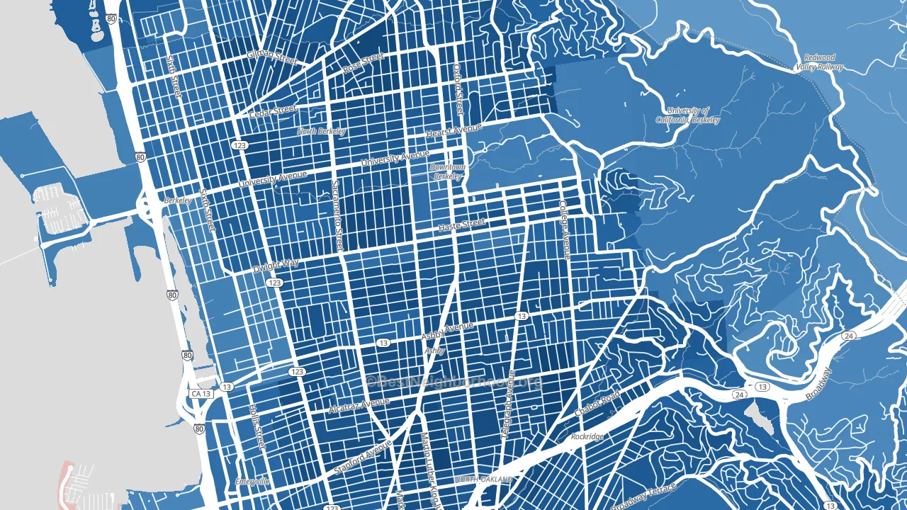 South Berkeley, Berkeley, CA block-group political-lean map