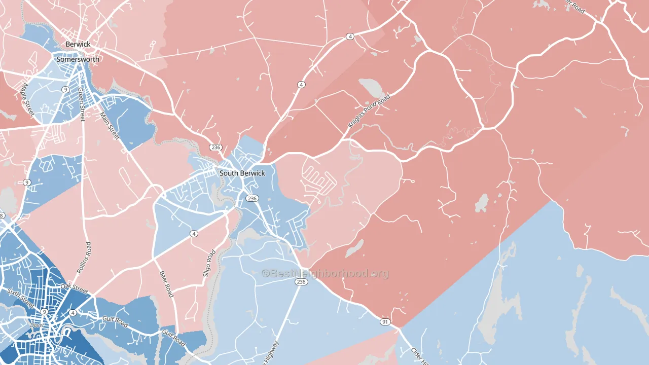 South Berwick, ME block-group political-lean map