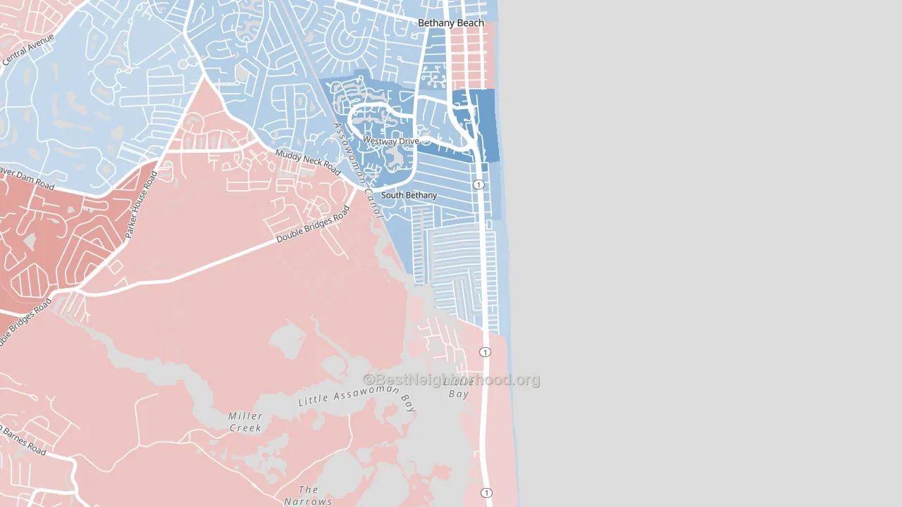 South Bethany, DE block-group political-lean map