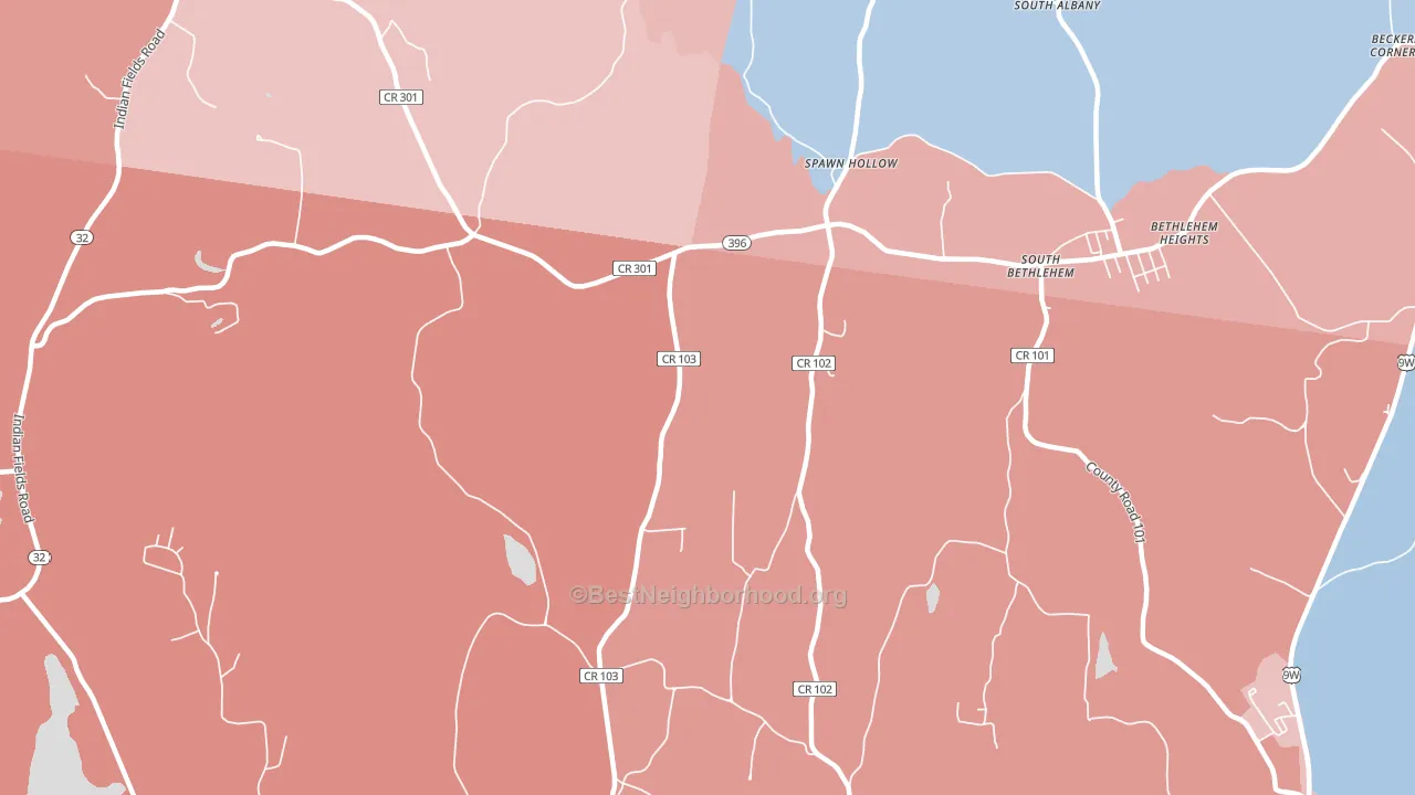 South Bethlehem, NY block-group political-lean map