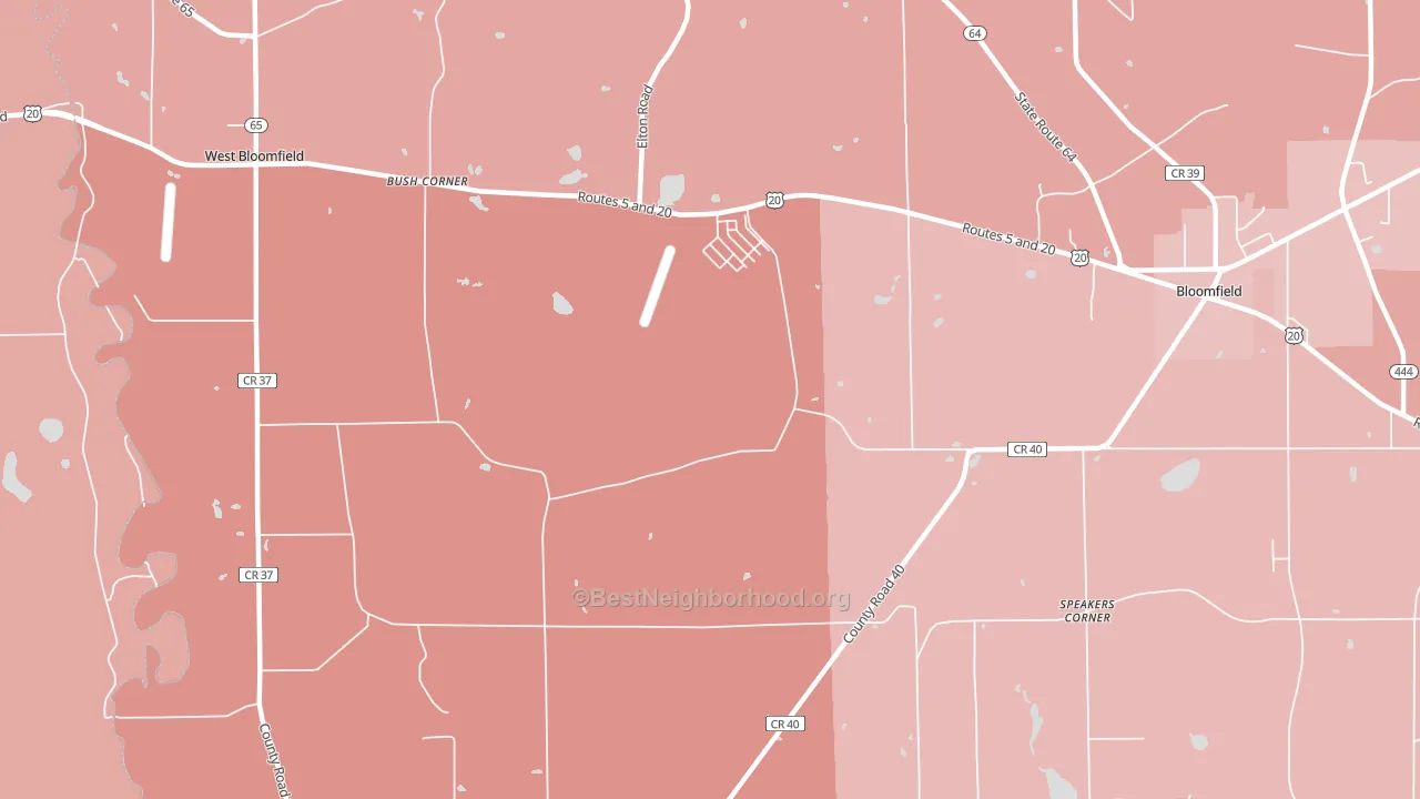 South Bloomfield, NY block-group political-lean map