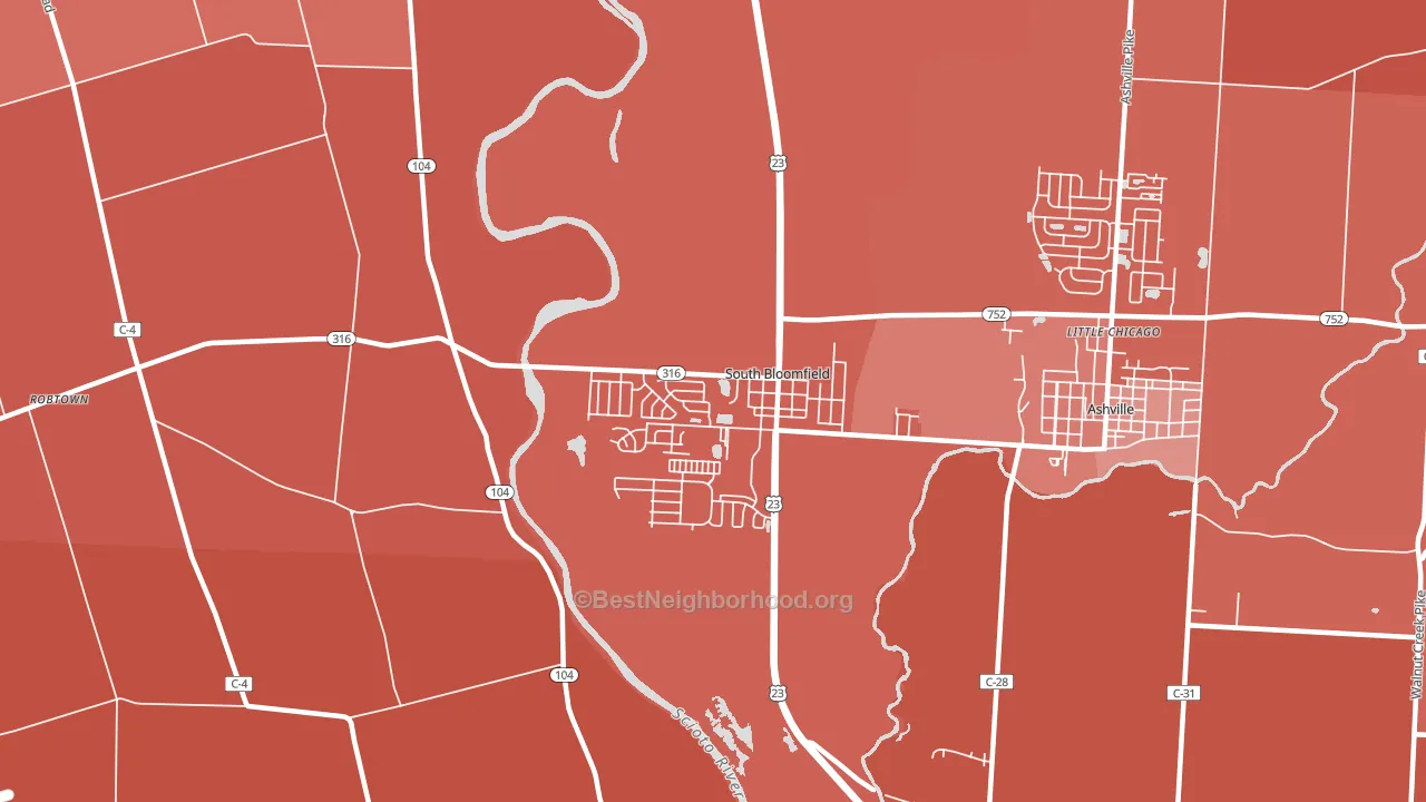South Bloomfield, OH block-group political-lean map