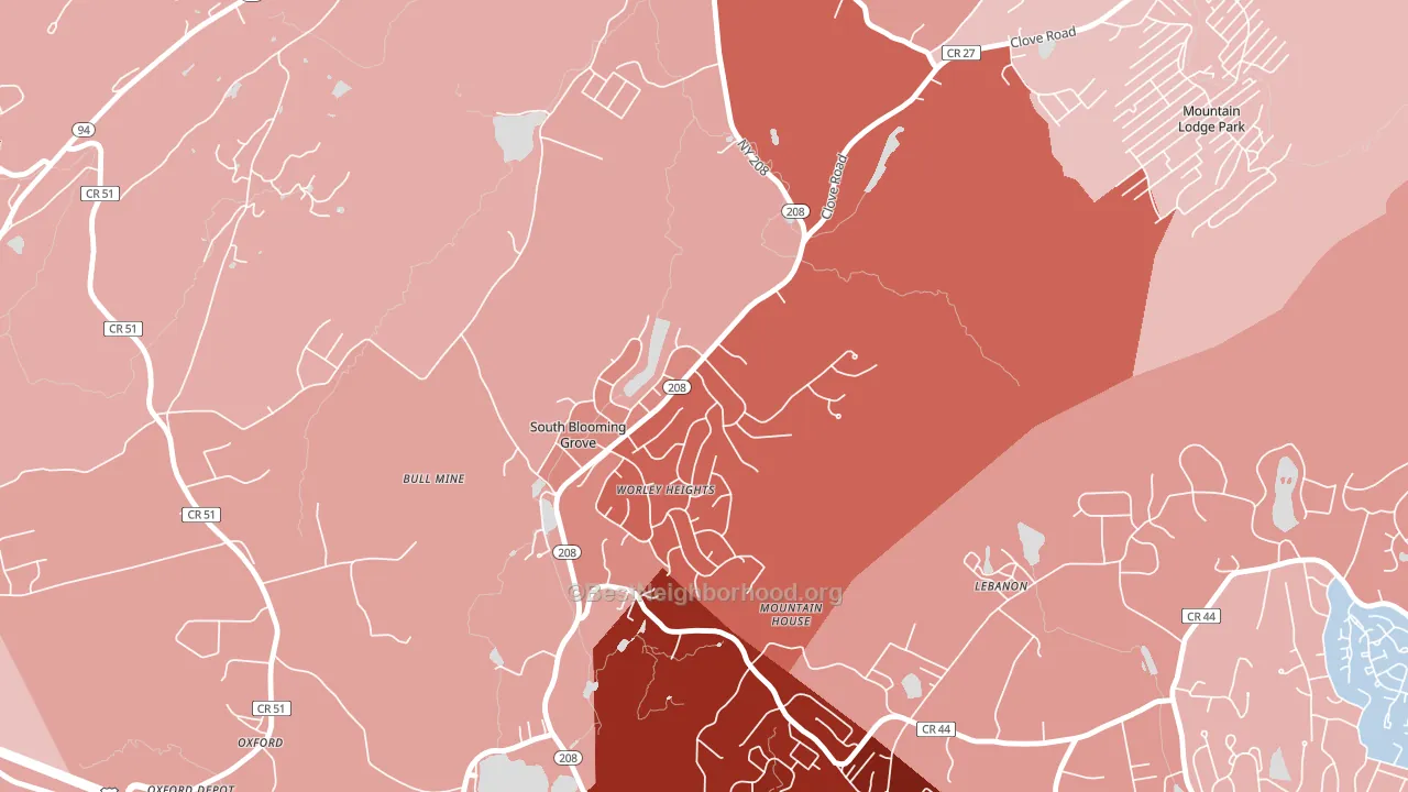 South Blooming Grove, NY block-group political-lean map