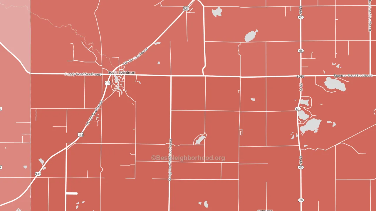 South Boardman, MI block-group political-lean map