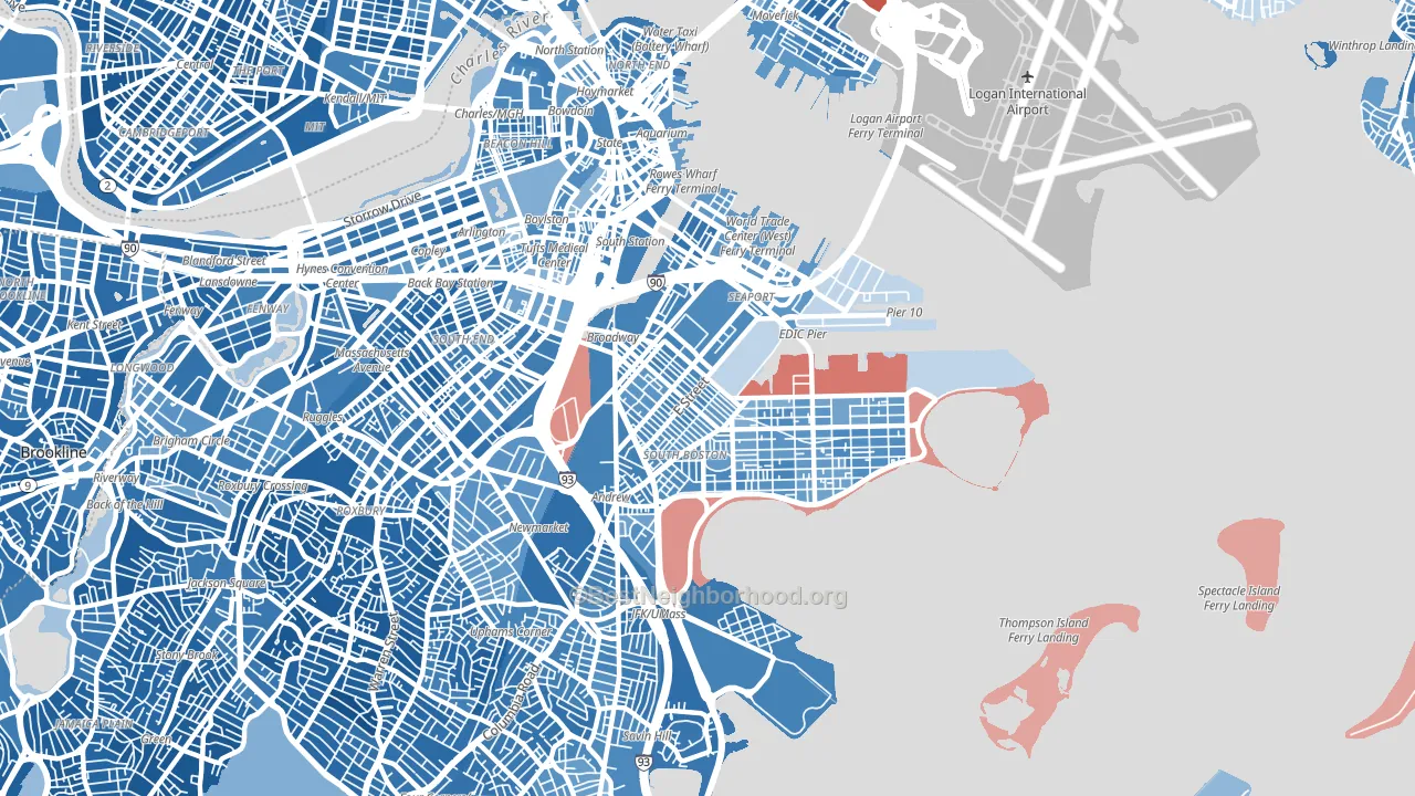 South Boston, Boston, MA block-group political-lean map