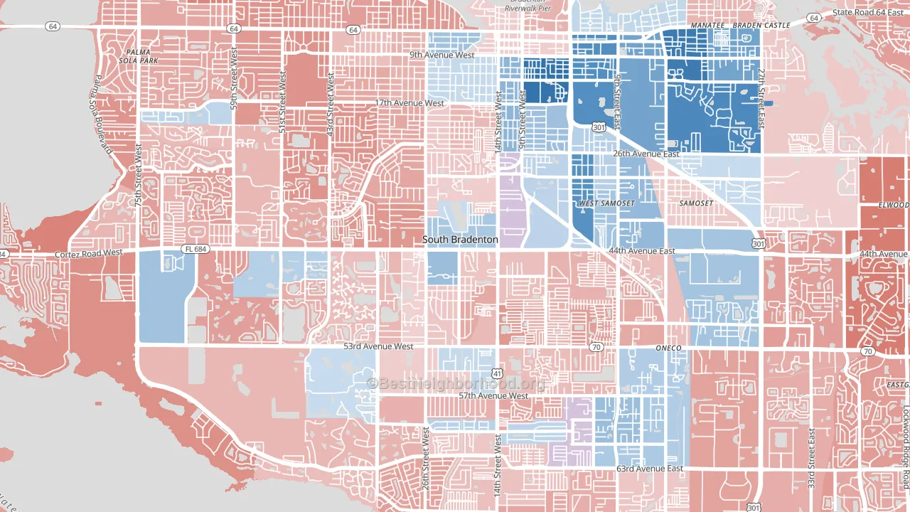 South Bradenton, FL block-group political-lean map