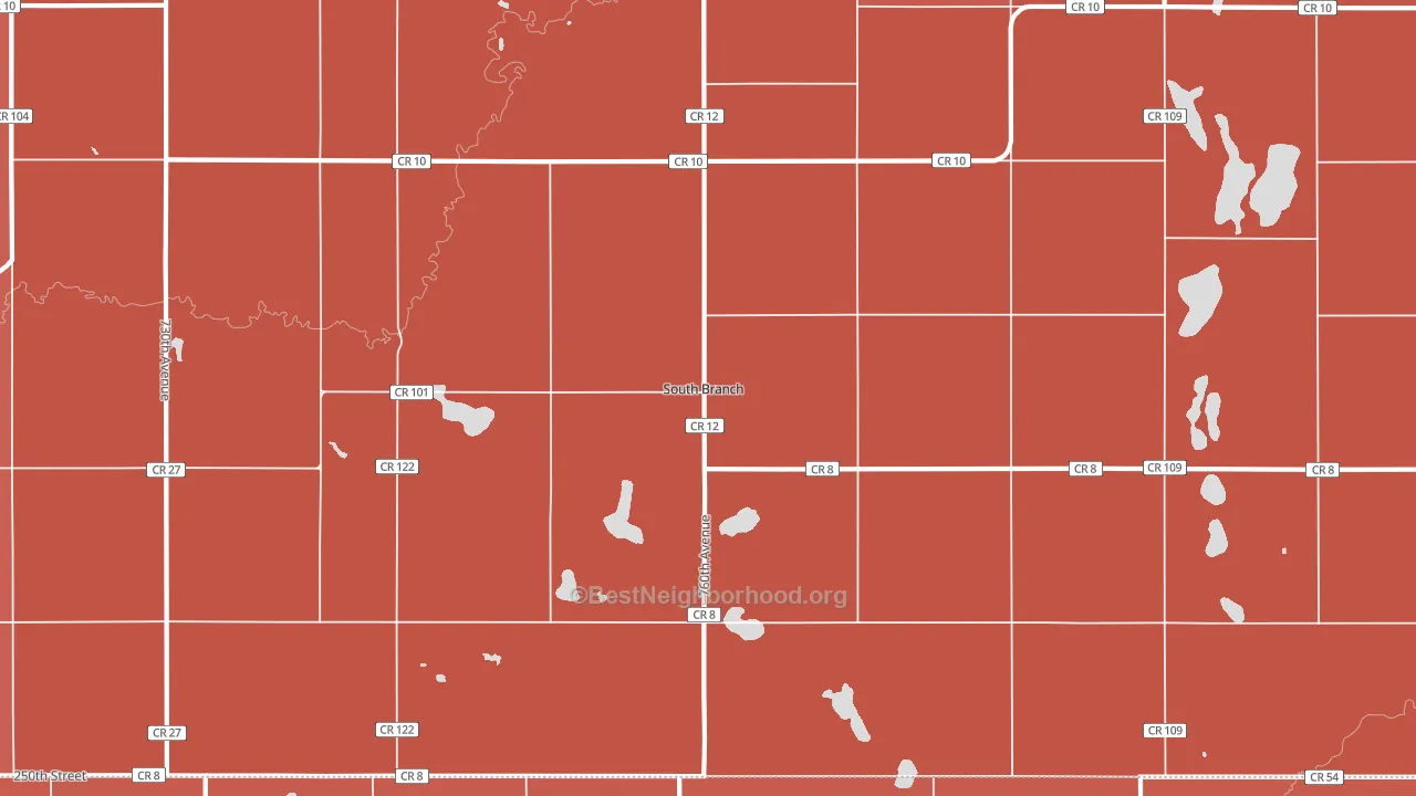 South Branch, MN block-group political-lean map