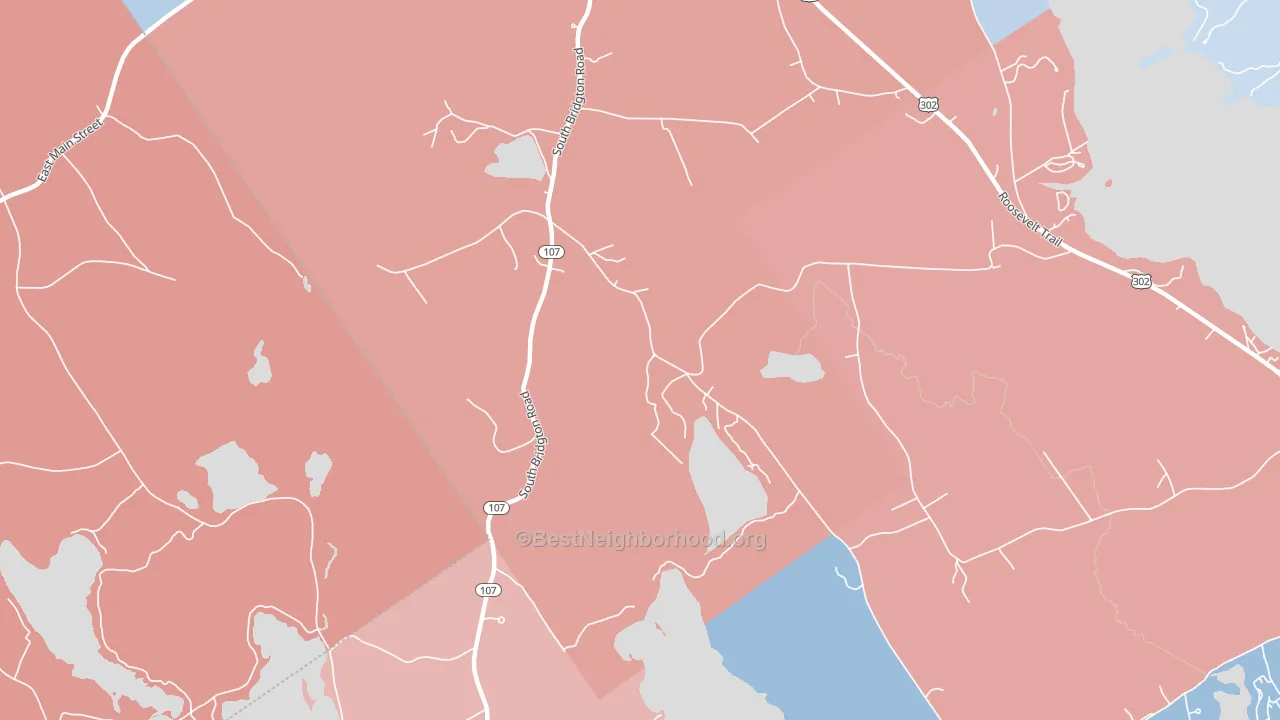 South Bridgton, ME block-group political-lean map