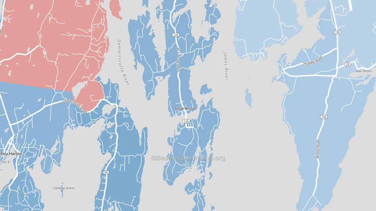 South Bristol, ME block-group political-lean map