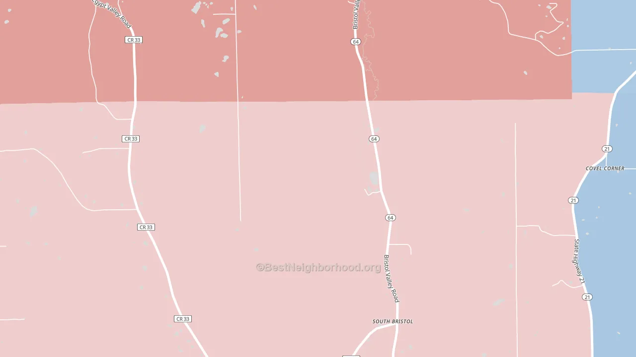 South Bristol, NY block-group political-lean map