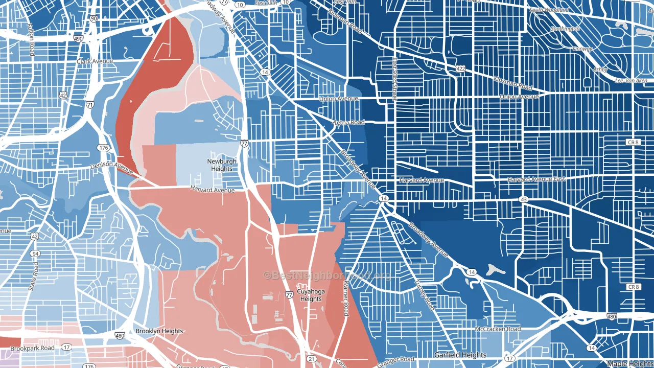 South Broadway, Cleveland, OH block-group political-lean map