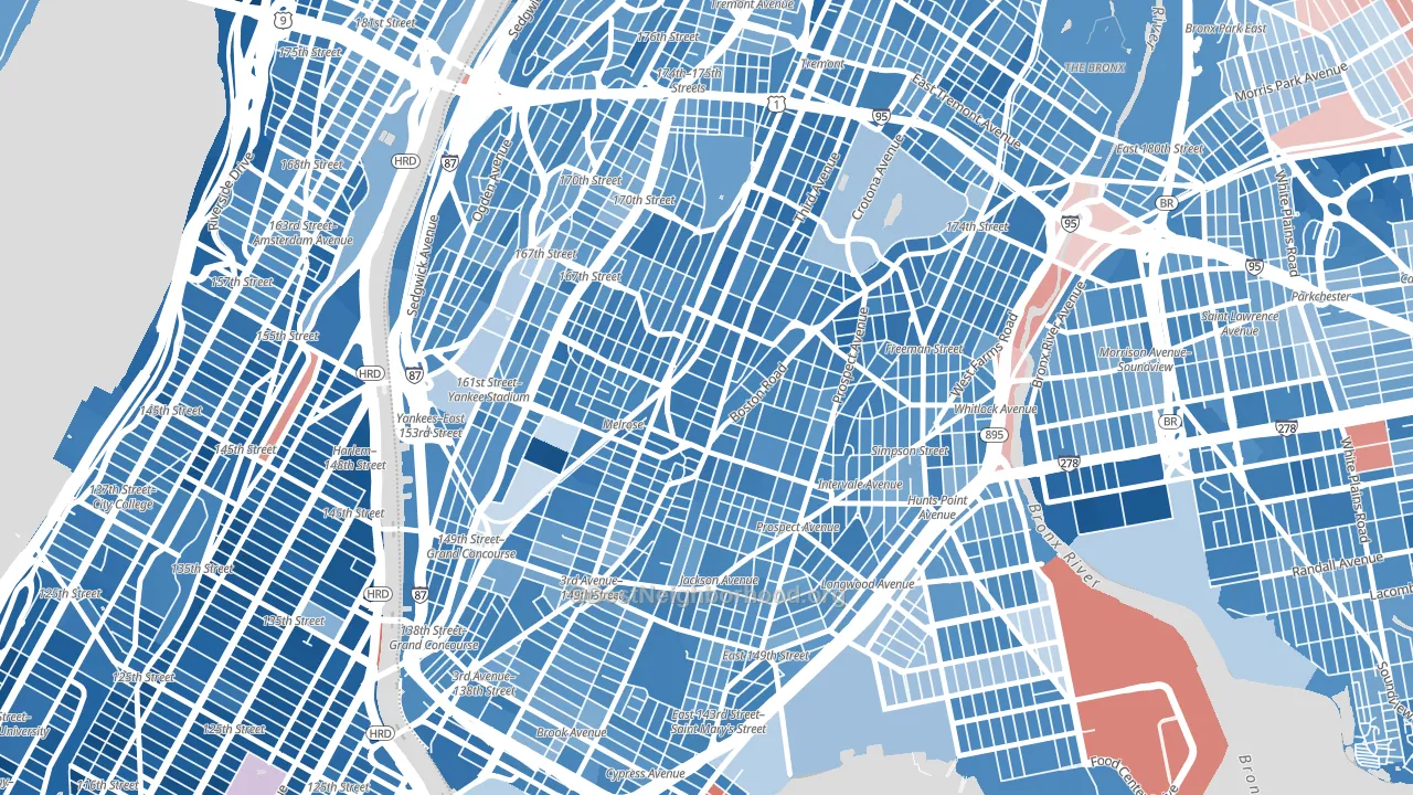 South Bronx, Bronx, NY block-group political-lean map