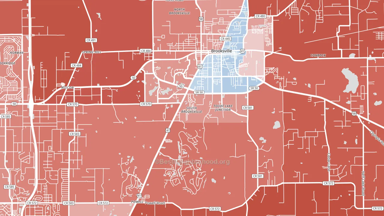 South Brooksville, FL block-group political-lean map