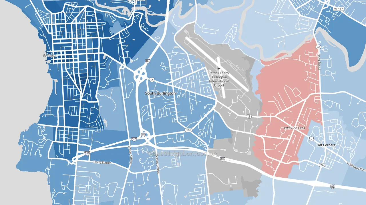 South Burlington North, South Burlington, VT block-group political-lean map