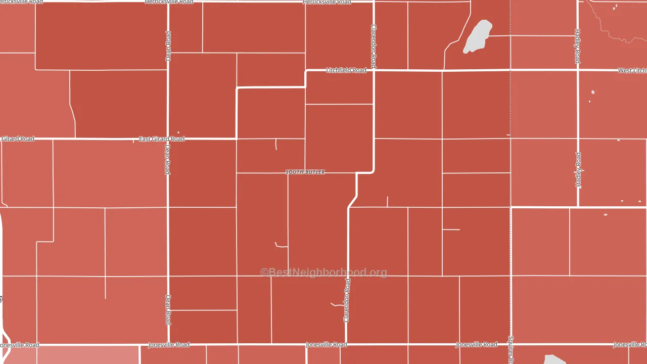 South Butler, MI block-group political-lean map
