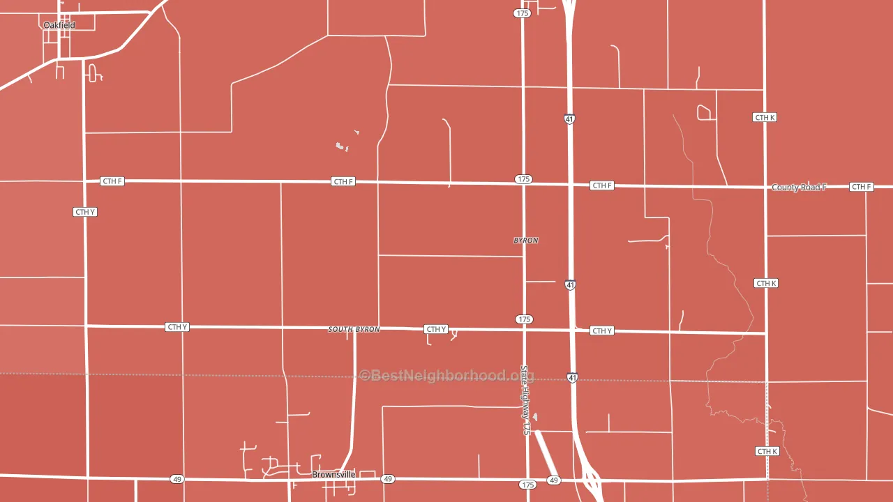 South Byron, WI block-group political-lean map